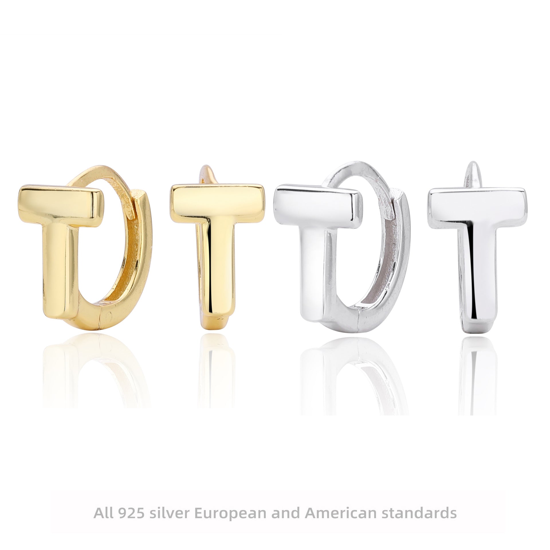 Damen Ohrhänger im modernen T-Design aus hochwertigem 925 Sterling Silber Shop Nory
