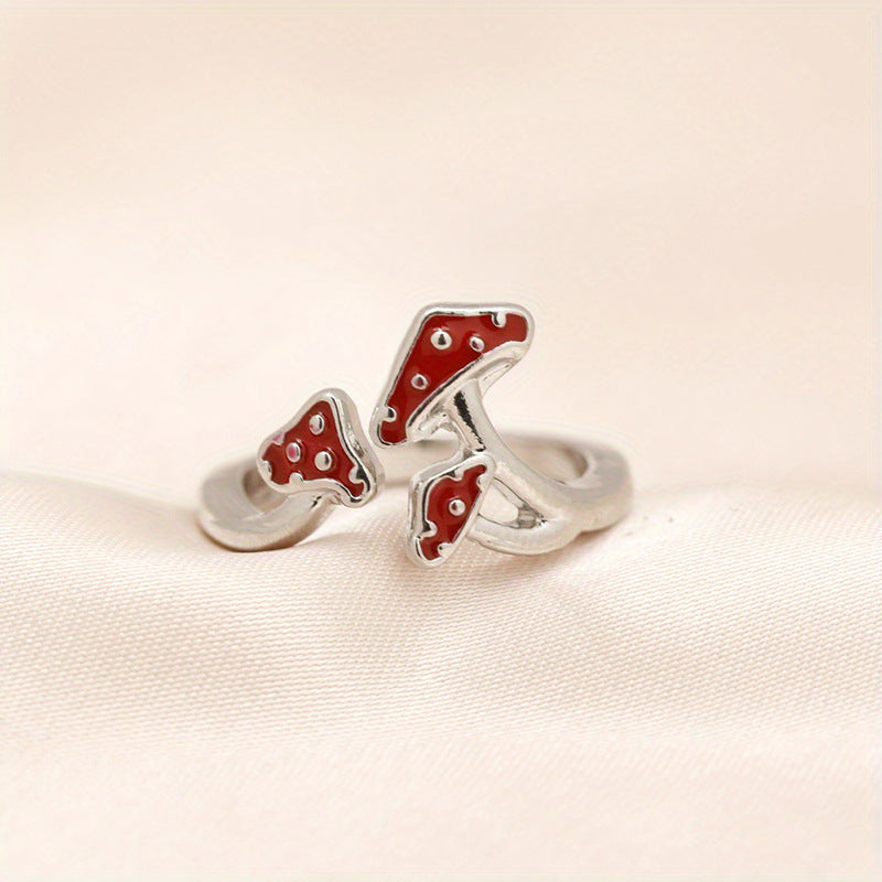 Damenring mit verspieltem Pilzdesign und detaillierter Emaille Shop Nory