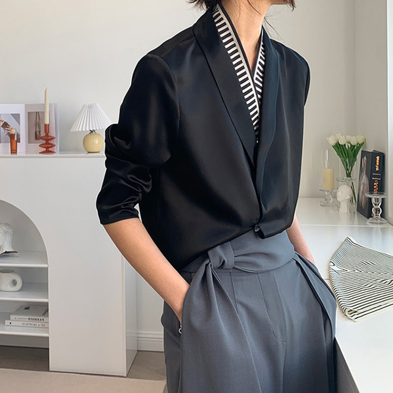Damen Luxuriöses Satinbluse Shop Nory
