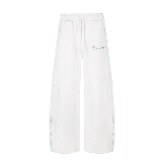 Damen Extraweite Palazzo-Sweathose im Polka-Dot-Design mit elastischem Komfortbund und seitlichen Kontraststreifen Shop Nory