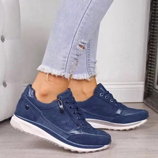 Damen Sneaker mit Keilsohle, Reißverschluss und Metallic-Details Shop Nory