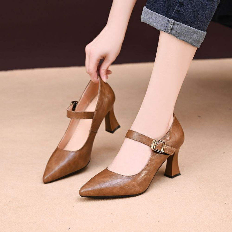 Damen Elegante Mary Jane Pumps mit dezentem Schnallen-Detail