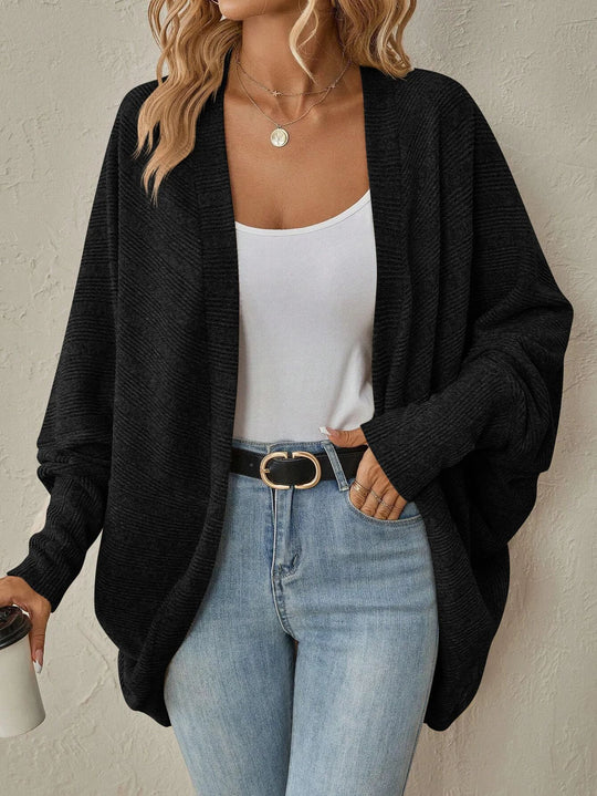 Damen Offener Feinstrick-Cardigan mit Strukturstreifen und überlanger Relax-Silhouette Shop Nory