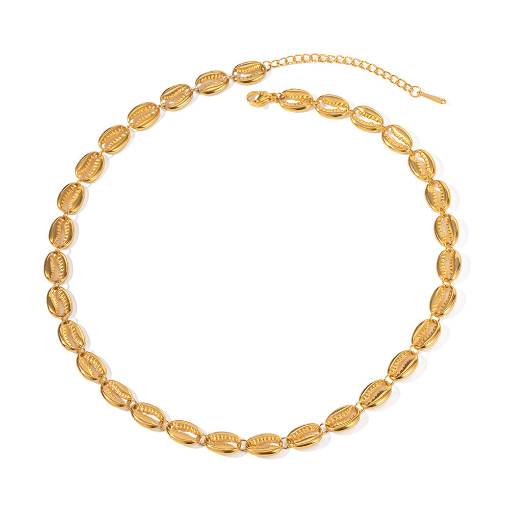 Damen Halskette mit eleganten Muschel-Anhängern und verstellbarem Edelstahlverschluss Shop Nory