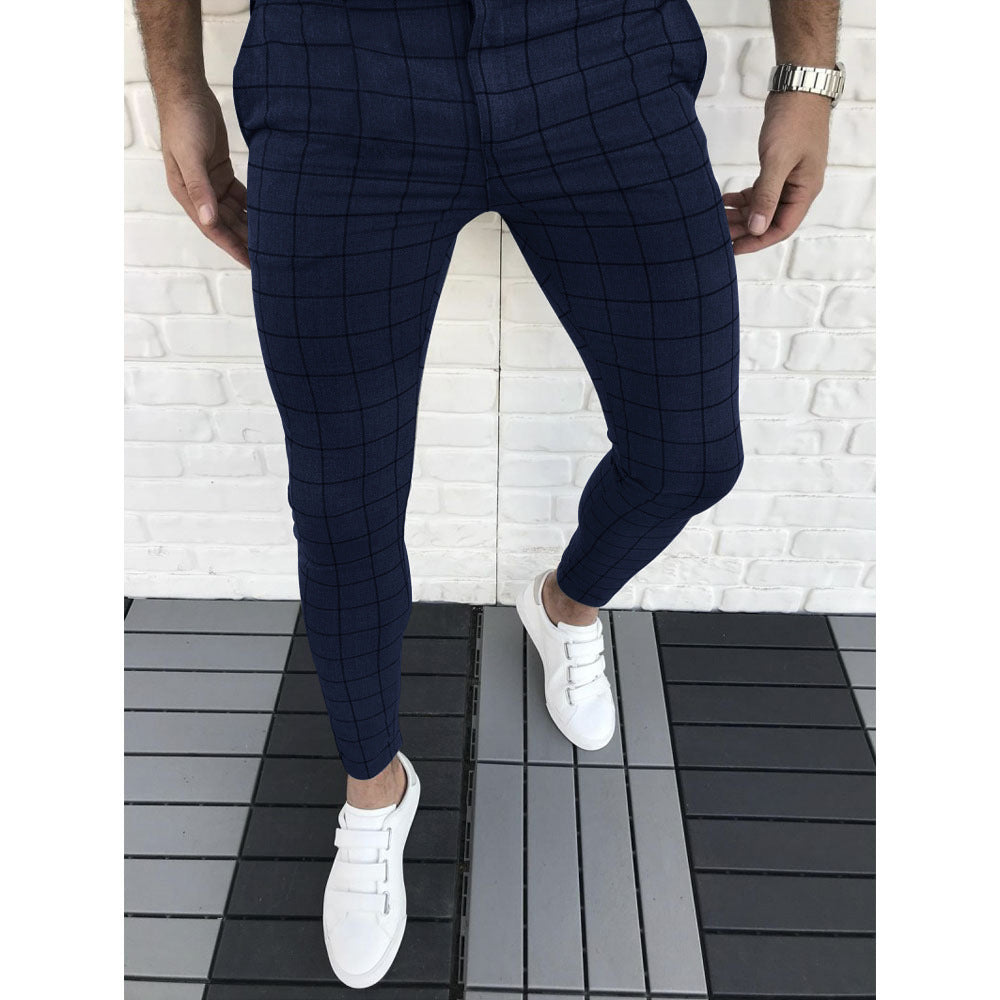 Herren Karierte Anzughose im Slim Fit Stil
