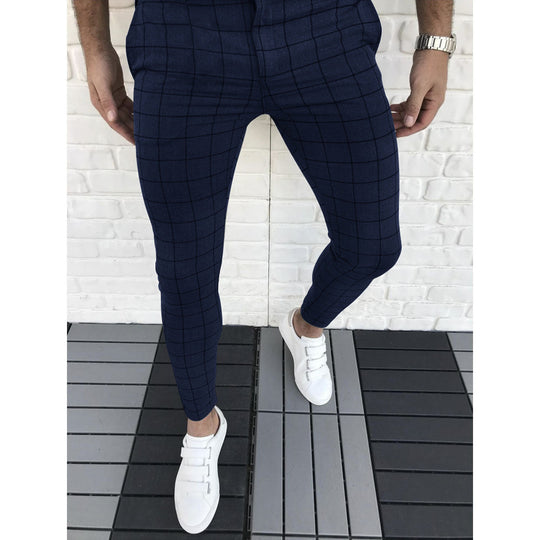 Herren Karierte Anzughose im Slim Fit Stil
