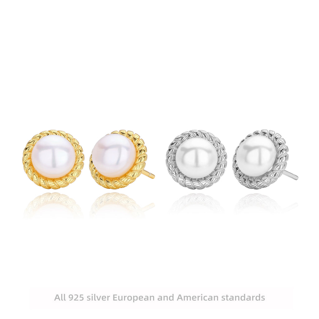 Damen Ohrstecker mit feinem Perlenbesatz und elegantem Zopfmuster Shop Nory
