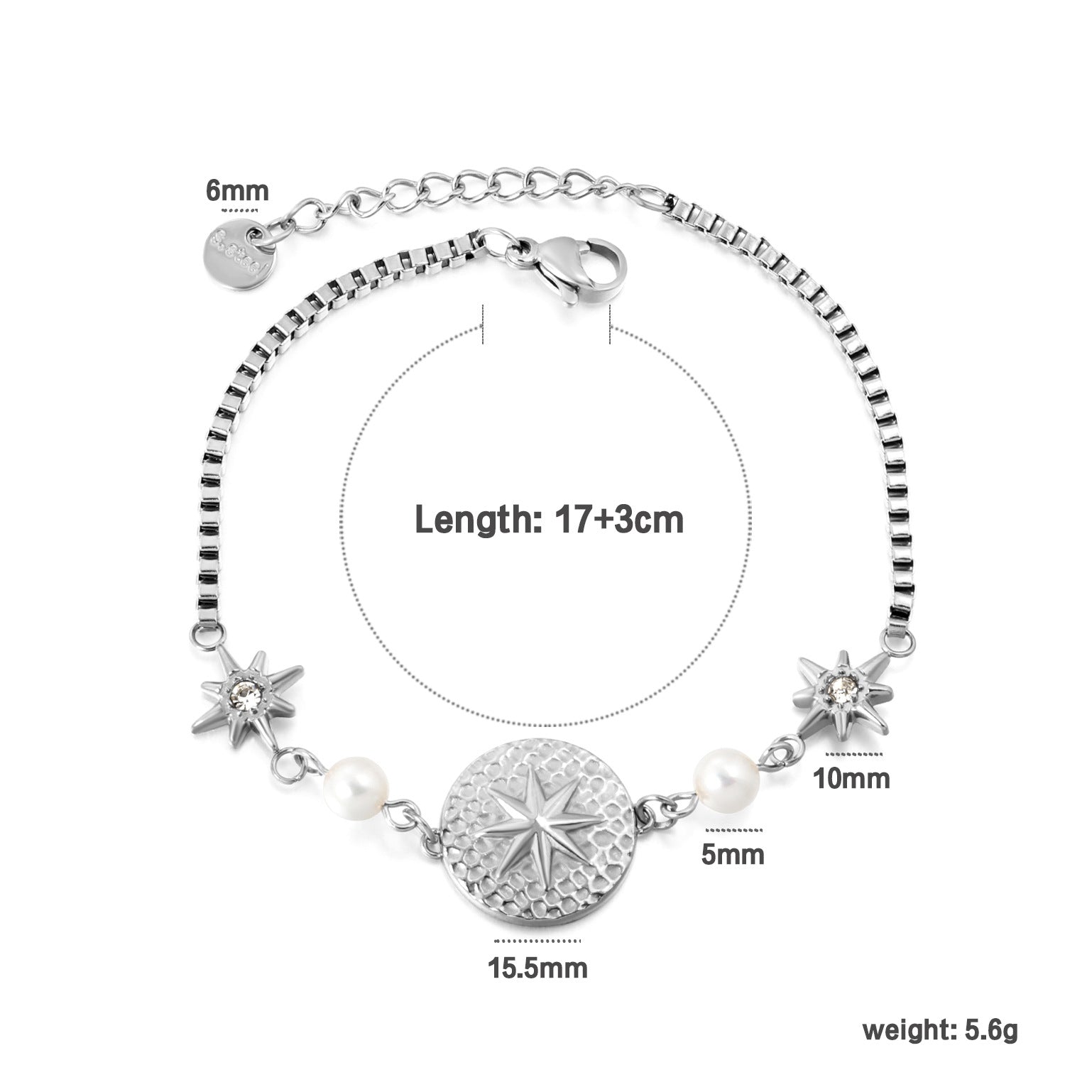 Damen Armband mit funkelndem Sternenanhänger und verstellbarem Design Shop Nory