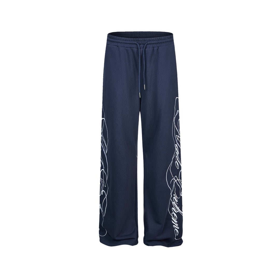 Damen Weiche Loungehose mit weitem Bein, elastischem Bund und Statementdruck Shop Nory