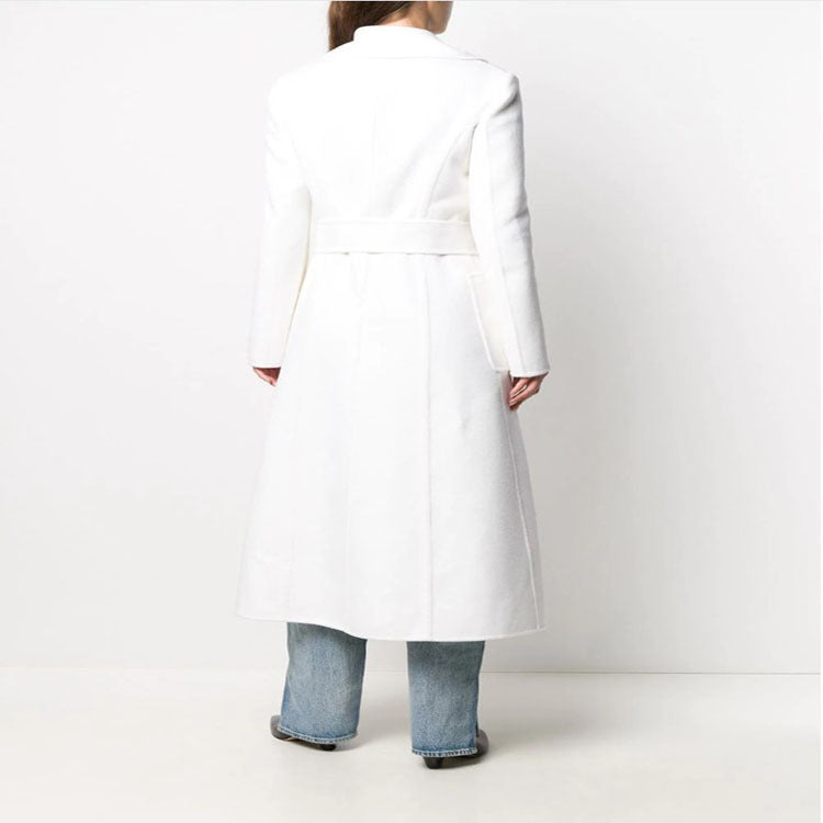 Damen Bodenlanger Wickelmantel aus Woll‑Kaschmirmix mit breitem Schalkragen und großen Pattentaschen Shop Nory