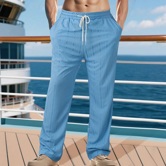 Herren Leichtgewichtige Struktur-Loungehose mit elastischem Tunnelzugbund und geradem Relaxed-Fit Shop Nory
