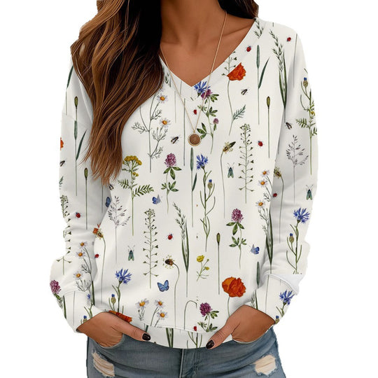 Damen Boho-Mandala V-Ausschnitt Oversize Sweatshirt mit weichem Sweatstoff Shop Nory