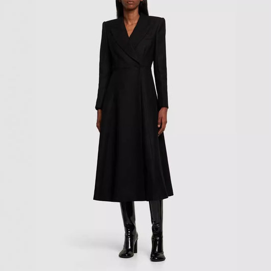 Damen langer taillierter Blazer‑Mantel mit Maxi‑Länge und strukturierten Schultern Shop Nory