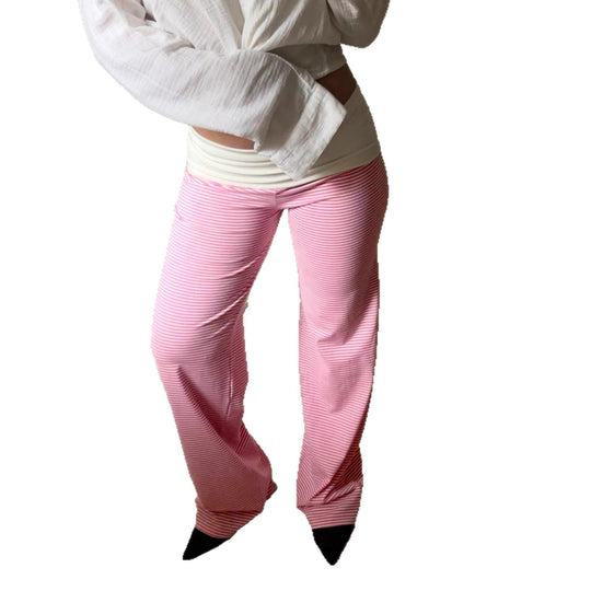 Damen nan Loungehose mit hohem Umschlagbund weitem Bein und feinem Streifenmuster Shop Nory