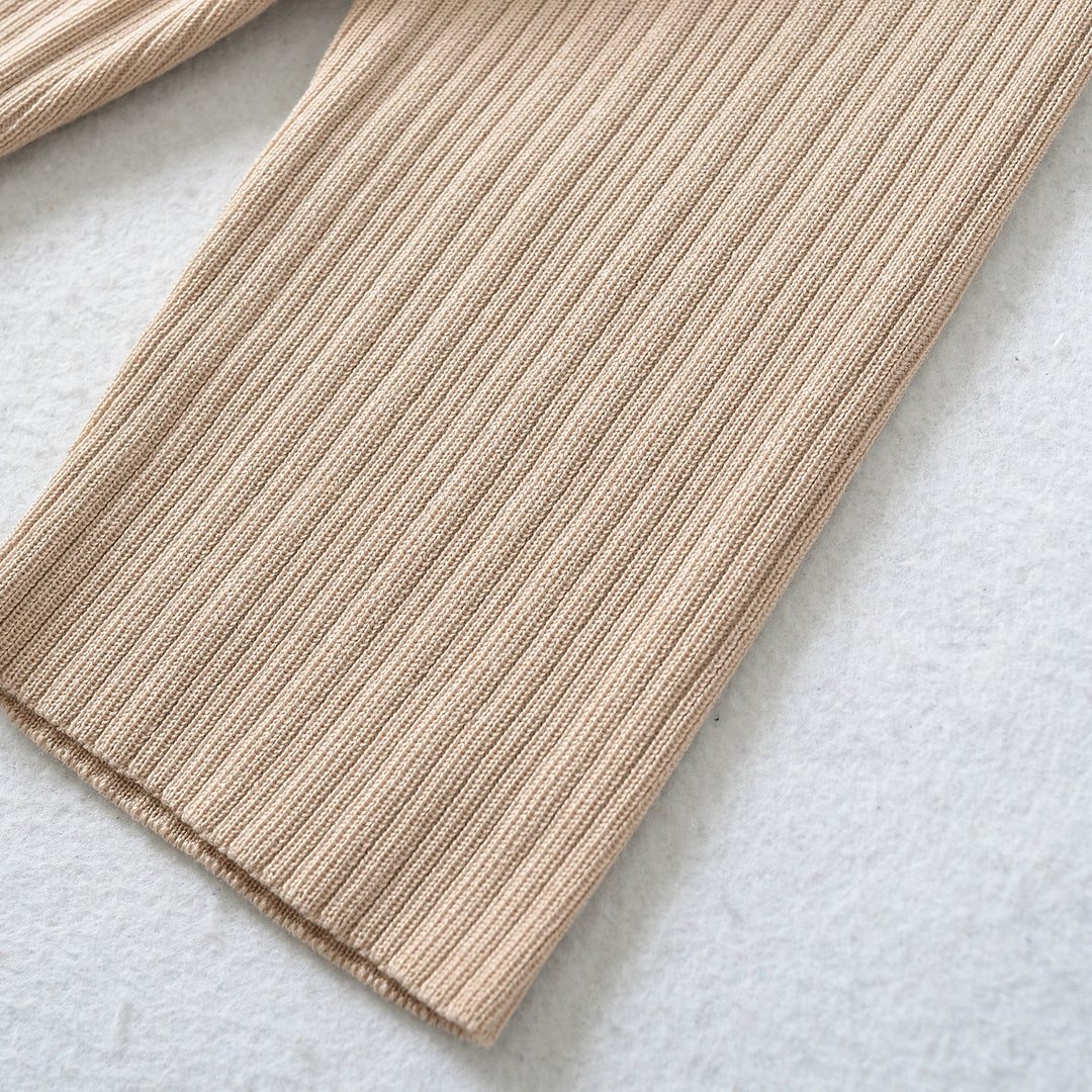 Damen Geripptes Midikleid mit quadratischem Ausschnitt und dreiviertelärmeln Shop Nory