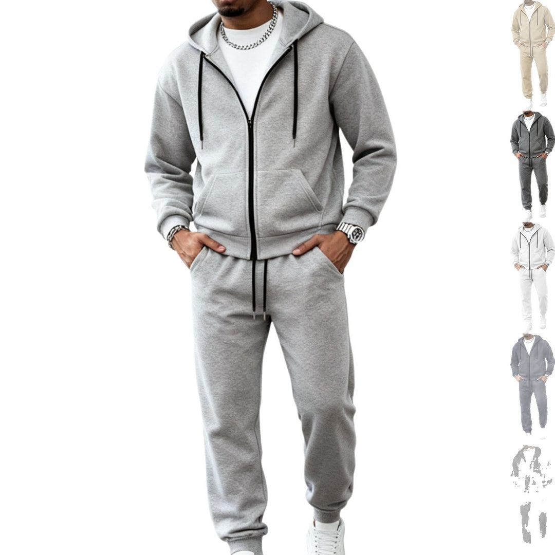 Herren nan zweiteiliges Jogginganzug-Set mit durchgehendem Reißverschluss Kapuzenjacke und taillierter Jogginghose Shop Nory