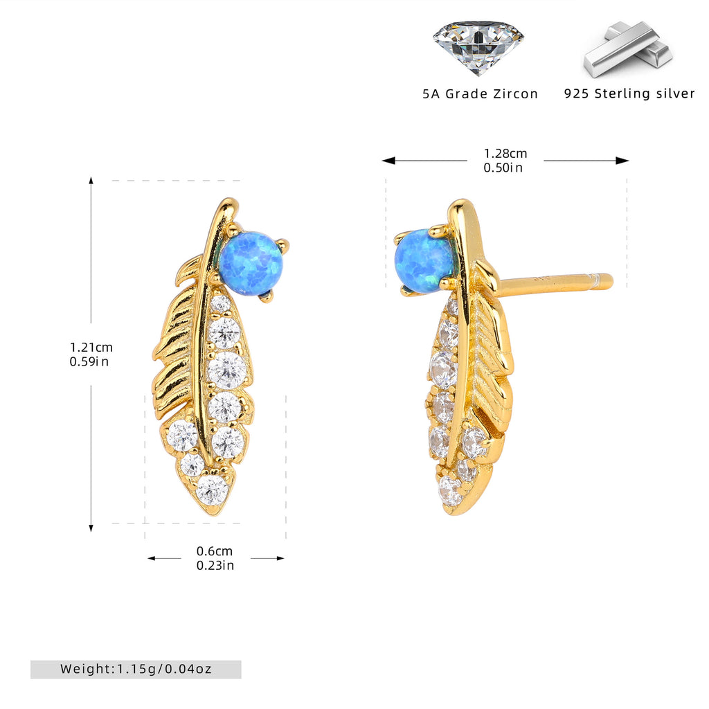 Damen Ohrstecker mit feinem Blattdesign und Zirkonbesatz Shop Nory