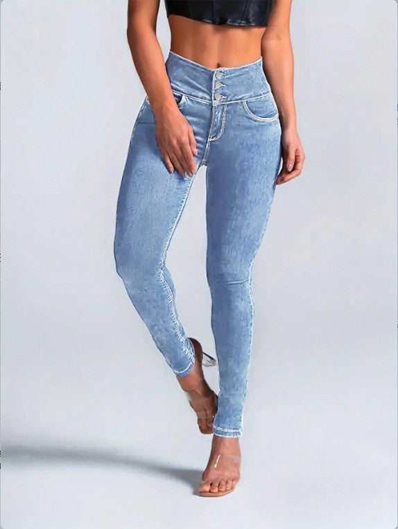 Damen Sculpting-High-Waist Skinny-Jeans mit V-förmigem Bund Shop Nory