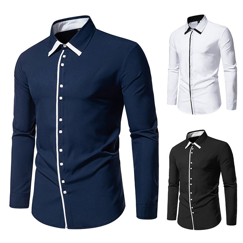 Herren Tailliertes Business‑Hemd mit Kontrastpaspel und Kentkragen Shop Nory