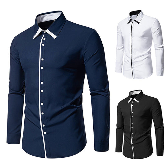 Herren Tailliertes Business‑Hemd mit Kontrastpaspel und Kentkragen Shop Nory