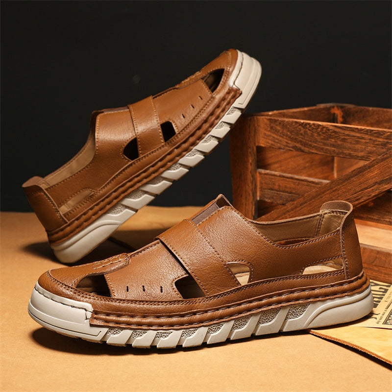 Herren Orthopädische Ledersandalen mit verstellbarem Riemensystem Shopnory
