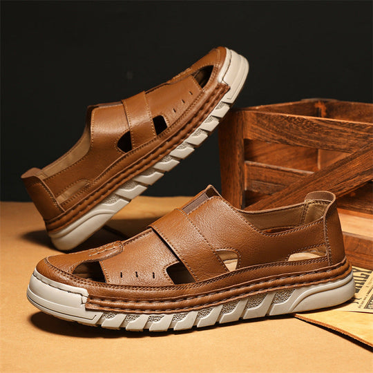 Herren Orthopädische Ledersandalen mit verstellbarem Riemensystem Shopnory