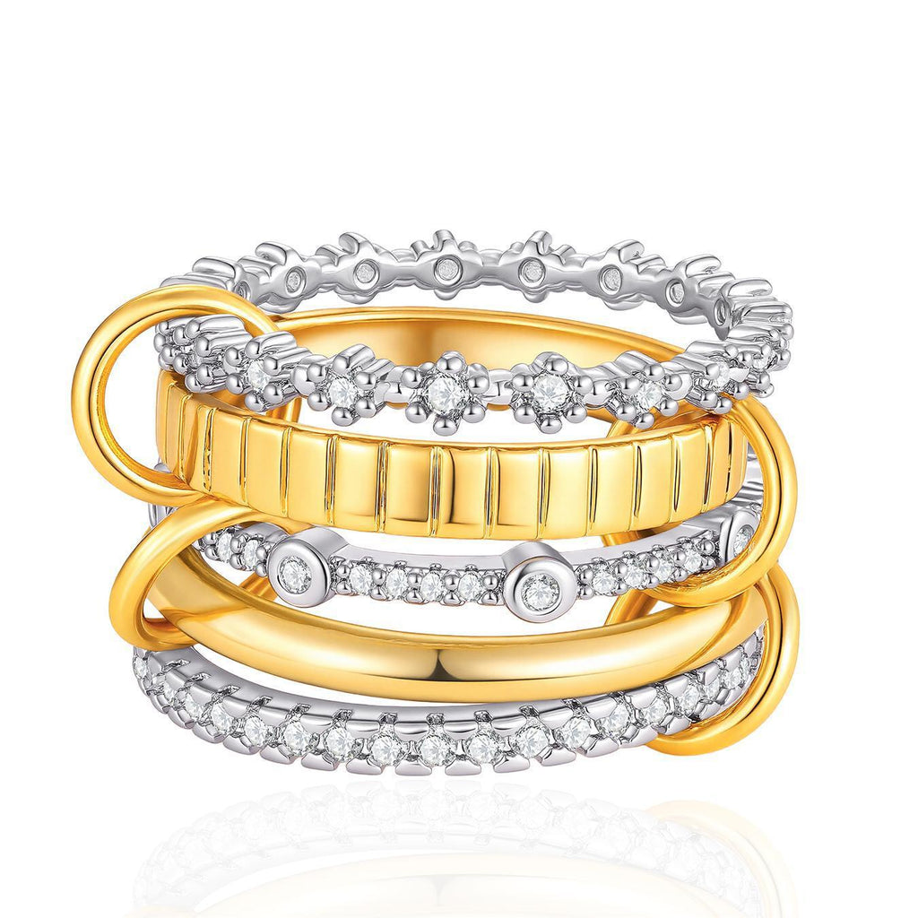Damen Elegantes und vielfältiges Ring-Set mit funkelnden Details Shop Nory