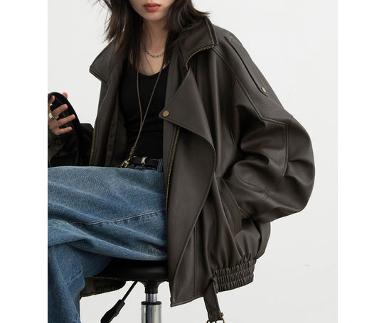 Damen Stilvolle Lederjacke Shop Nory