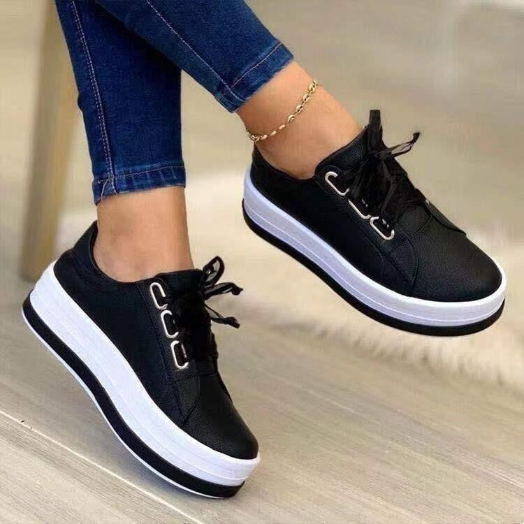 Damen Plateau-Sneaker aus luxuriösem, schimmerndem Material mit bequemer Schnürung