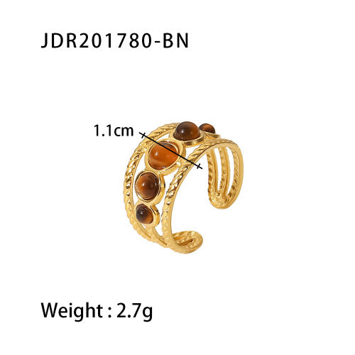 Damen Offenes Armband mit strukturiertem Design und hochwertigem Tigeraugen-Akzent Shop Nory