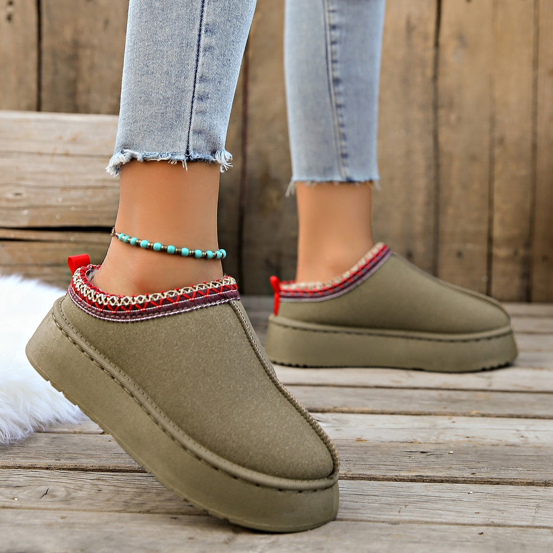Damen Gefütterte Hausschuhe-Mules mit Teddyfutter und dekorativem Strickbesatz Shop Nory