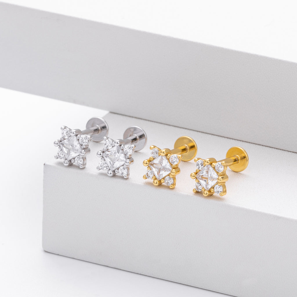 Damen Ohrstecker mit luxuriösem Zirkonbesatz und hochglänzender 925 Sterling Silberfassung Shop Nory