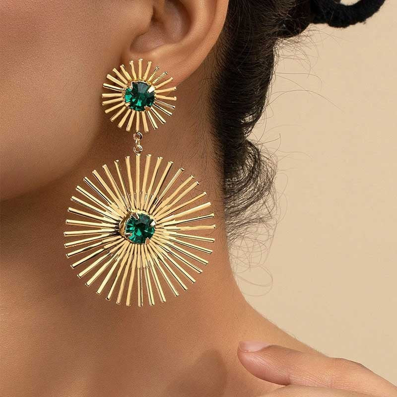 Damen Hängende Ohrringe mit glamourösem Strahlen-Design Shop Nory