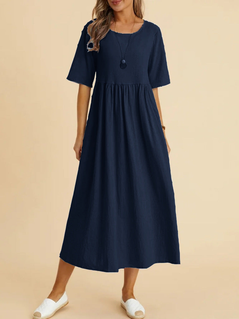 Damen Maxikleid mit lässigem Schnitt und Kurzärmeln