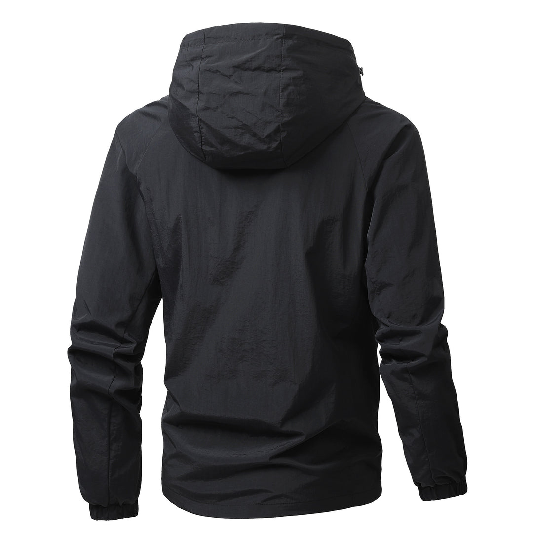Herren Leichte winddichte Kapuzen-Outdoorjacke mit durchgehendem Reißverschluss und elastischen Bündchen Shop Nory