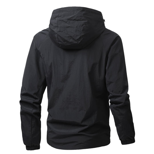 Herren Leichte winddichte Kapuzen-Outdoorjacke mit durchgehendem Reißverschluss und elastischen Bündchen Shop Nory