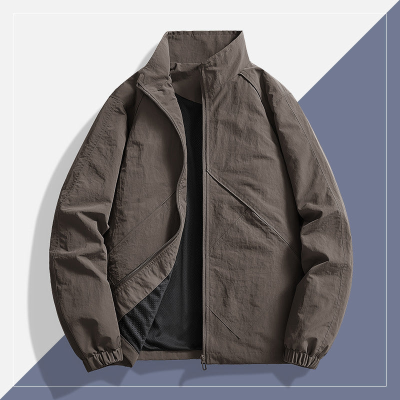 Herren Leichte technische Windjacke mit Mesh-Innenfutter, Stehkragen und elastischen Bündchen Shop Nory