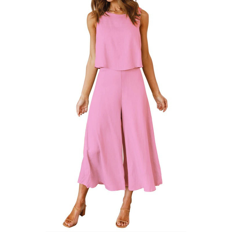 Damen Jumpsuit mit fließendem Schnitt und weitem Bein