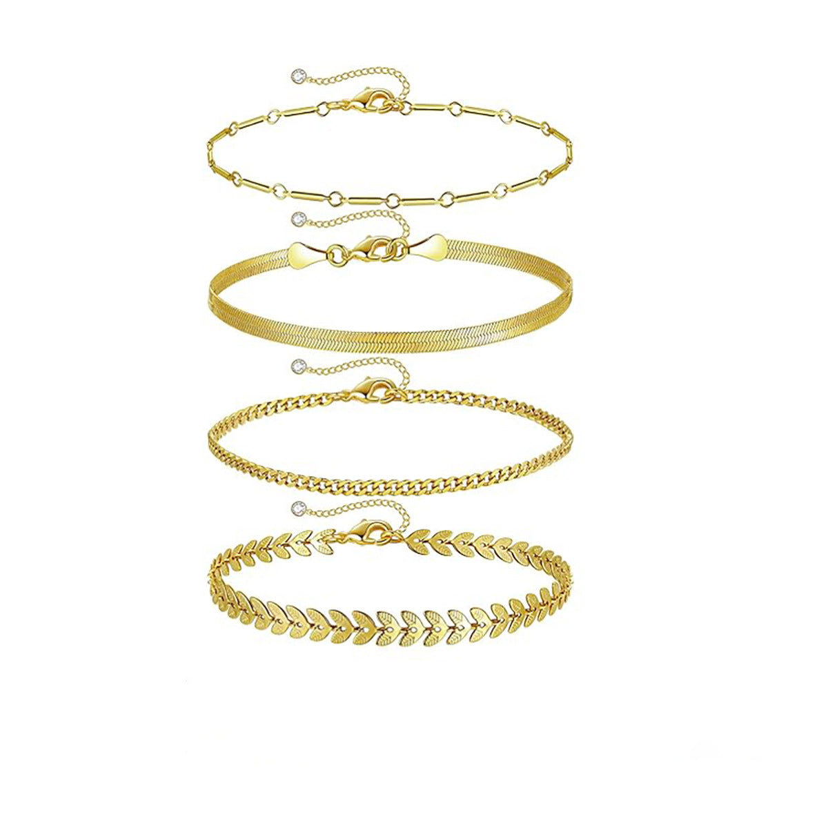 Damen Fußkettchen-Set mit eleganten Glieder- und Zierketten Shop Nory