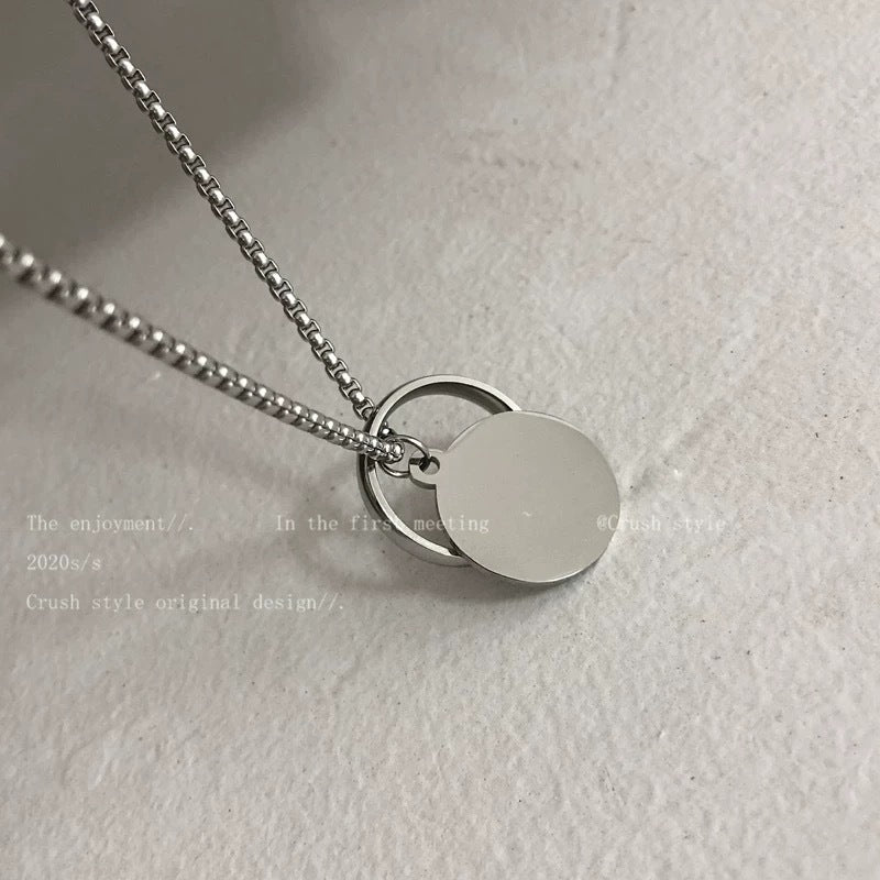 Damen Halskette mit minimalistischem Kreis- und Plattenanhänger Shop Nory