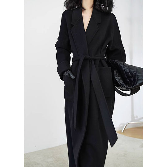Damen Eleganter Wickelmantel mit Taillengürtel Shop Nory