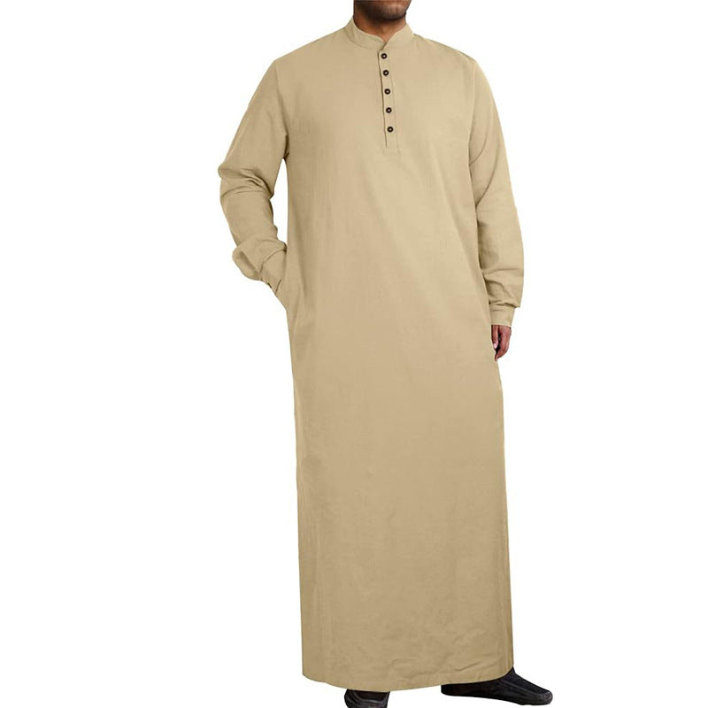 Herren moderner Kaftan mit Knopfleisten-Design und weichem Baumwollmaterial Shopnory