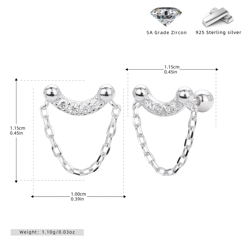 Damen Ohrstecker mit elegantem Kettenmotiv aus 925 Sterling Silber Shop Nory