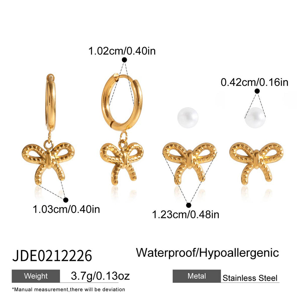 Damen Ohrhänger mit feinem Schleifen-Design aus hypoallergenem Edelstahl Shop Nory