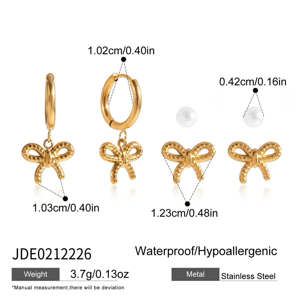 Damen Ohrhänger mit feinem Schleifen-Design aus hypoallergenem Edelstahl Shop Nory