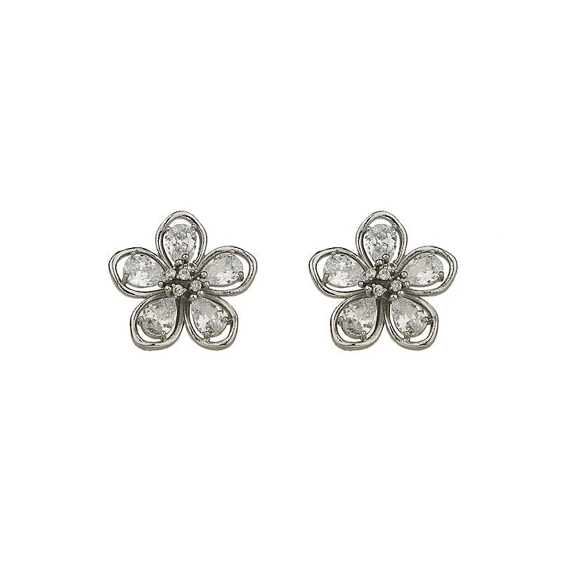Damen Ohrstecker mit floralem Design und funkelnden Kristallen Shop Nory