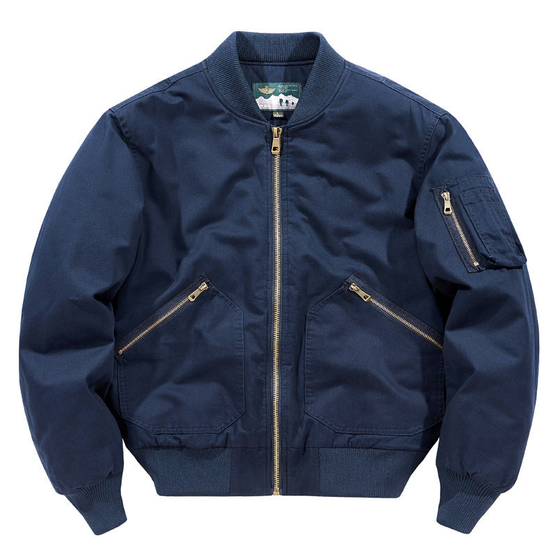 Herren Kurz geschnittene Utility-Bomberjacke aus robustem Canvas mit Ärmeltasche Shop Nory