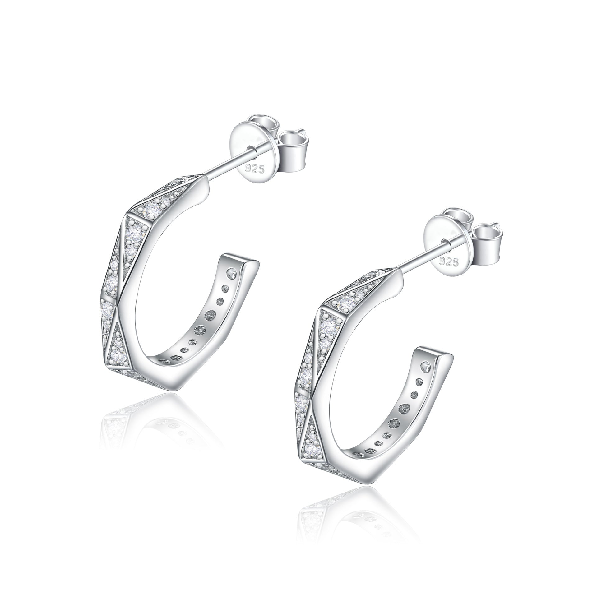 Damen Ohrstecker im modernen geometrischen Design mit funkelnden Zirkonia Shop Nory