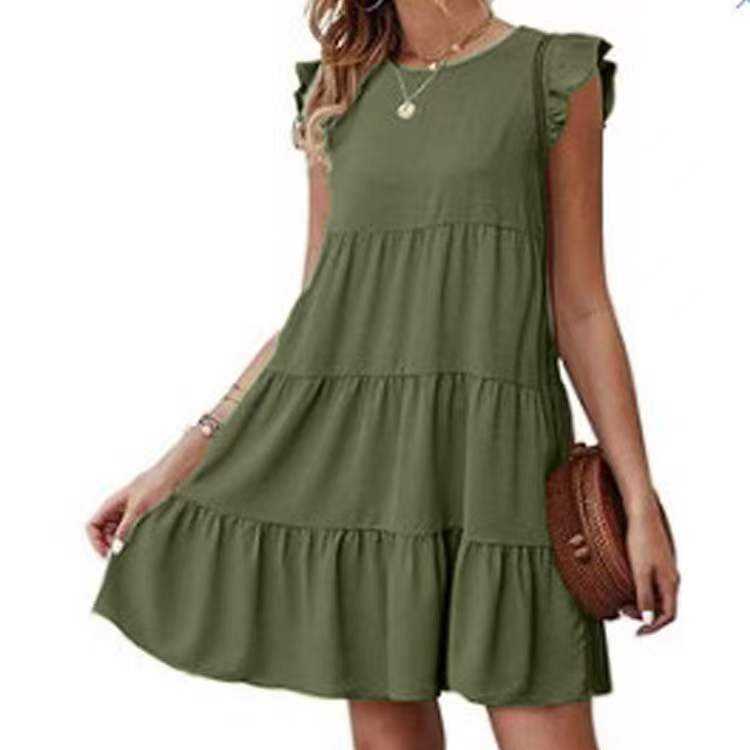 Damen Stufen-Kleid mit Rüschenärmeln und lockerem A‑Linien-Schnitt Shop Nory