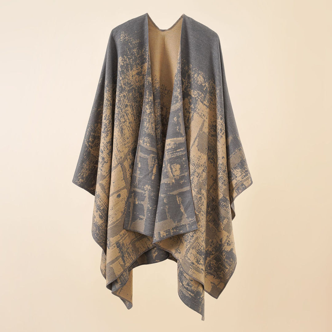 Damen Wollmix-Cape mit grafischem Jacquard, offenem Kimono-Fall und weichfallender Drapierung Shop Nory